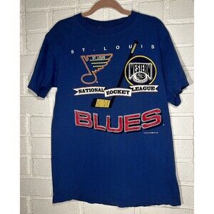 Vintage RARE St Louis Blues NHL 1993 Single Stitch T Shirt Locker Line Size L